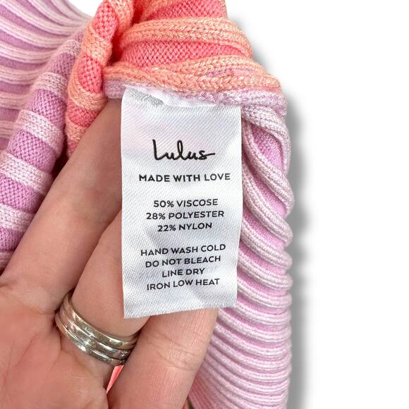 Lulus NWOT Radiant Personality Pink Color Block Ribbed Knit Sweater Midi Dress - Picture 9 of 9